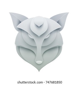 Fox head in trendy paper cut craft graphic style. Modern design for advertising, branding greeting card, cover, poster, banner. Vector illustration.