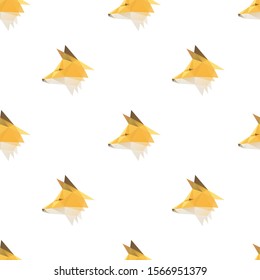 Fox head triangle shape seamless pattern backgrounds. Wrapping paper template. Polygonal design illustration.