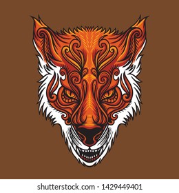 Fox Head Vector Animal Illustration