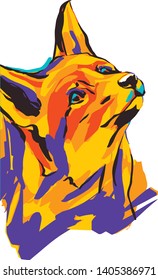 fox head vector, art poster, funny fox