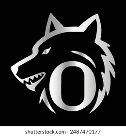 Fox head Vector illustration. Letter O Monogram design wolf face vector  template.