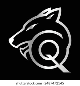 Fox head Vector illustration. Letter Q Monogram design wolf face vector  template.