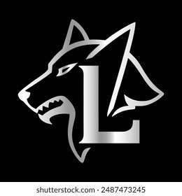 Fox head Vector illustration. Letter L Monogram design wolf face vector  template.