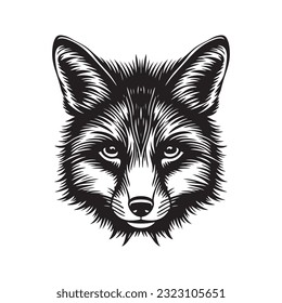 Fox head vector illustration on a white background. Vintage fox illustration