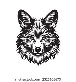 Fox head vector illustration on a white background. Vintage fox illustration