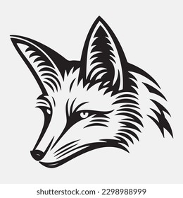 Ilustración del vector de la cabeza de Fox. Logo de Fox Vintage