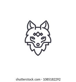 fox head vector line icon, sign, illustration on background, editable strokes