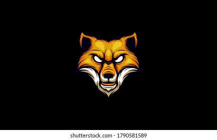 Fox head vector mascot, yellow fox logo