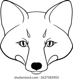 fox head vector outline illustration, stylized animal face Illustration