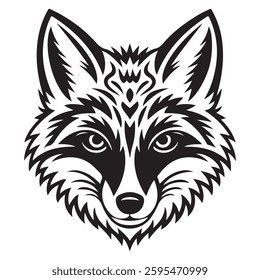 fox head vector silhouette on white background. 
