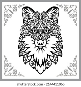 Fox head zentangle arts. isolated on white backgrond