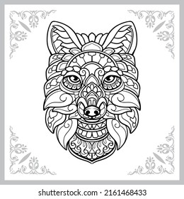 Fox Head Zentangle Arts. Isolated On White Background.