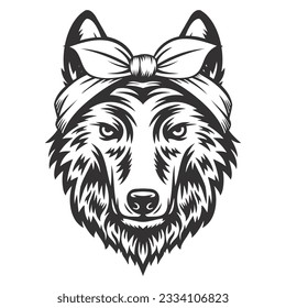 Fox headband bandana line art. Farm Animal. Wolf logos or icons. vector illustration