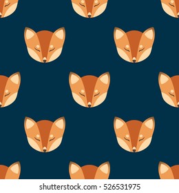 Fox heads seamless pattern