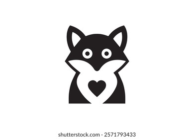 Fox Heart Logo Design Template Vector Illustration