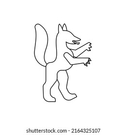 Fox Heraldic animal linear style. Fantastic Beast. Monster for coat of arms. Heraldry design element.

