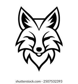 Fox Heraldic logo or modern line icon. Vector line art and icon design with bold outline. Black and white Pixel Perfect minimalistic symbol isolate white background. Creative logotype