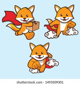 fox hero mascot character design vector