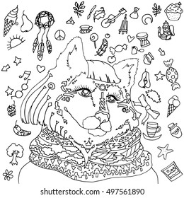 fox hippie coloring