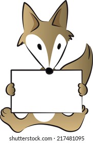 fox holding a blank paper