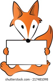 fox holding a blank paper