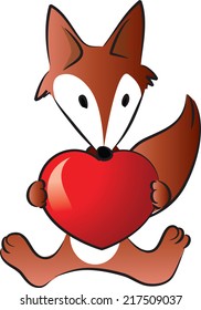 Fox holding a heart shape