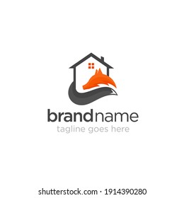 concepto del logotipo de fox home, logotipo de casa, logotipo de bienes inmuebles, diseño del logotipo vectorial