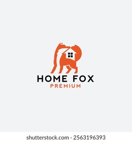 Fox home logo vector The Concept of Isolated Technology. Flat Cartoon Style Suitable for Landing Web Pages, Banners, Flyers, Stickers, Cards