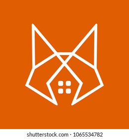 Fox Home Vector Line Logo Icon.