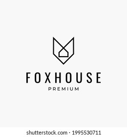 Fox house logo abstract line minimal for building property real estate agents