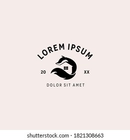 fox house logo concept. animal vintage hipster element stock illustration.