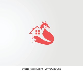 Fox house logo concept vector element template.