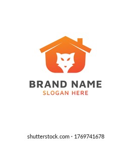 fox house logo design vector