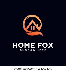 fox house logo home logo with real estate logo concept, on black background
