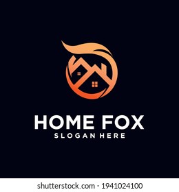fox house logo home logo with real estate logo concept, on black background