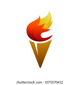 Fox Ice Cream, Creative Logo Concept Fox tail With Ice Cream Cone