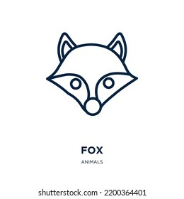 fox icon from animals collection. Thin linear fox, emblem, animal outline icon isolated on white background. Line vector fox sign, symbol for web and mobile