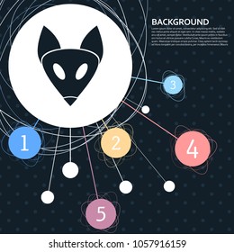 Fox icon with the background to the point and with infographic style. Vector illustration