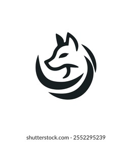 Fox icon. Black fox logo design. Foxes silhouette. Wild animal foxes. Fox brand logo. Elegant fox emblem. Vector illustration.