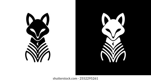 Fox icon. Black and white fox logo design. Fox silhouette. Wild animal fox. Foxes brand logo. Elegant foxes emblem. Vector illustration.