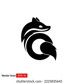 Fox icon extracted for display logo. vector illustration