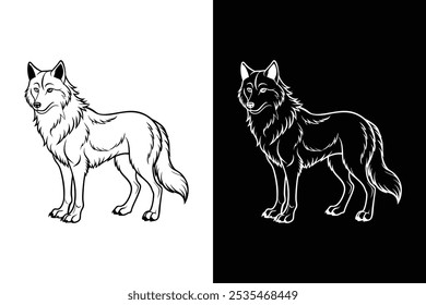 Ícone Fox linha fora vetor projeto de ilustração no fundo branco.