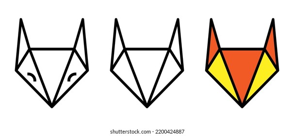 Fox icon or logo. Abstract vector illustration isolated on white background.