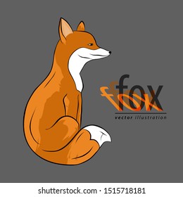 Fox. Icon or logo with original text. Vector illustration.