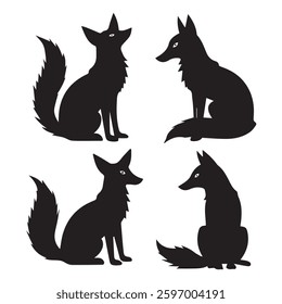 fox icon set on white background