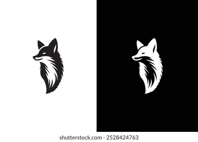 Fox icon silhouette isolated vector images of wild animals. Fox silhouette isolated on white black