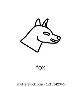 Fox icon. Trendy modern flat linear vector Fox icon on white background from thin line animals collection, editable outline stroke vector illustration