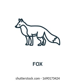 Icono de Fox de la colección de animales salvajes. Icono de línea simple Fox para plantillas, diseño web e infografías