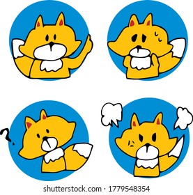Fox icons with various facial expressions