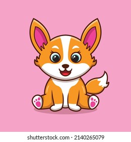 Fox illustration. Illustration of baby fox in kawaii style. Cute fox design vector